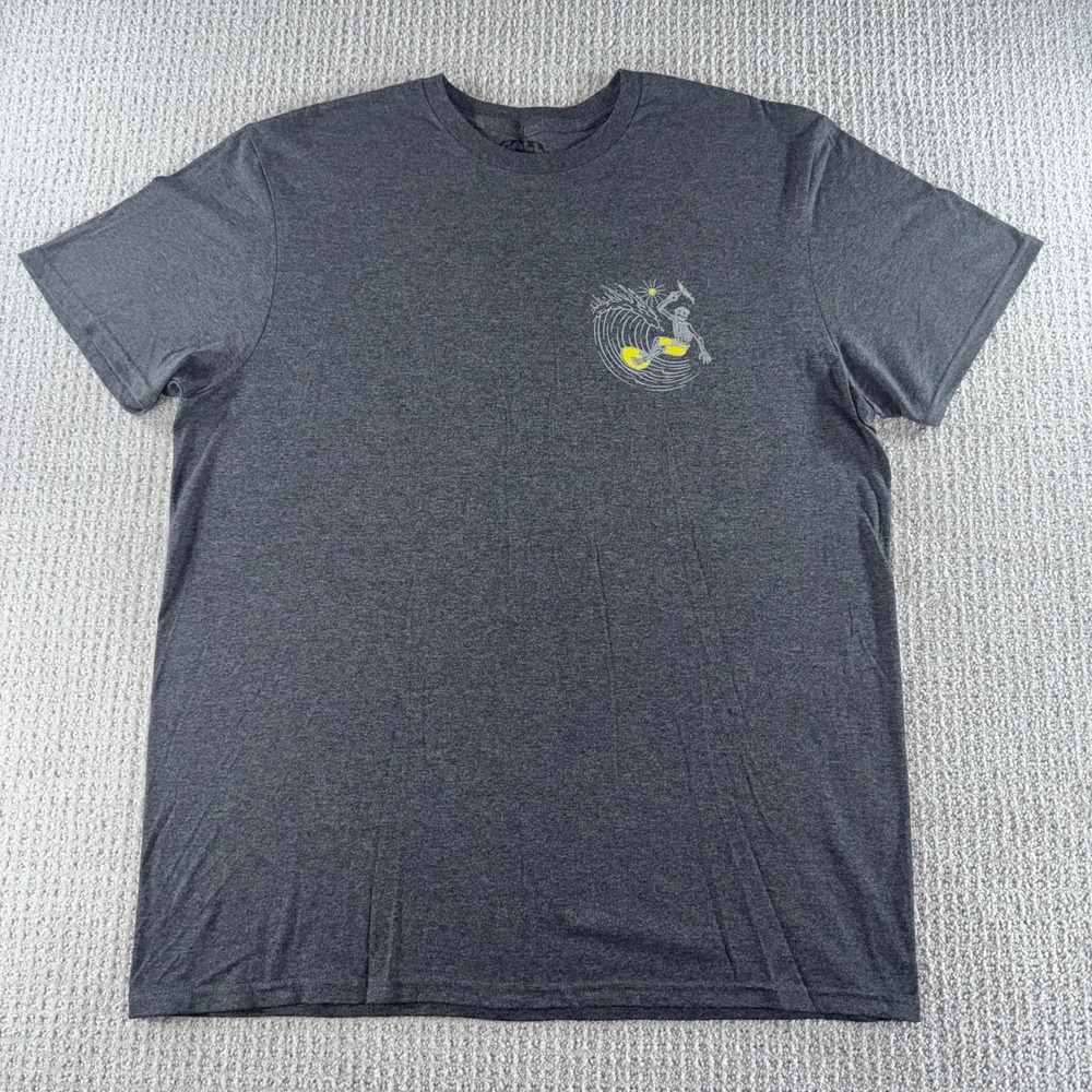 Call Your Mother Mens Gray Surfing Skeleton Paradise Graphic T-Shirt Large -NWOT